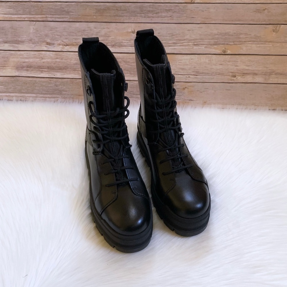 UGG Sheena Black Platform Combat Lace-Up Boots - Picture 4 of 8